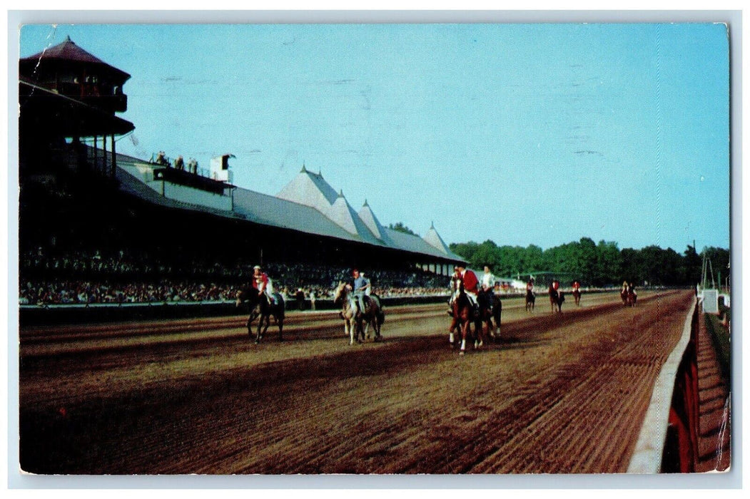 1957 Saratoga Springs NY, Saratoga Horse Race Track In The Adirondacks Postcard