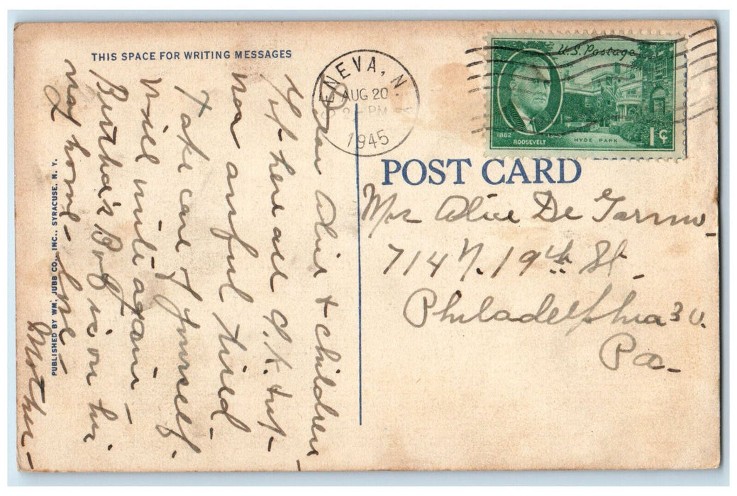 1945 Sailboats on Keuka Lake In Finger Lakes Penn Yan New York NY Postcard