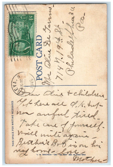 1945 Sailboats on Keuka Lake In Finger Lakes Penn Yan New York NY Postcard