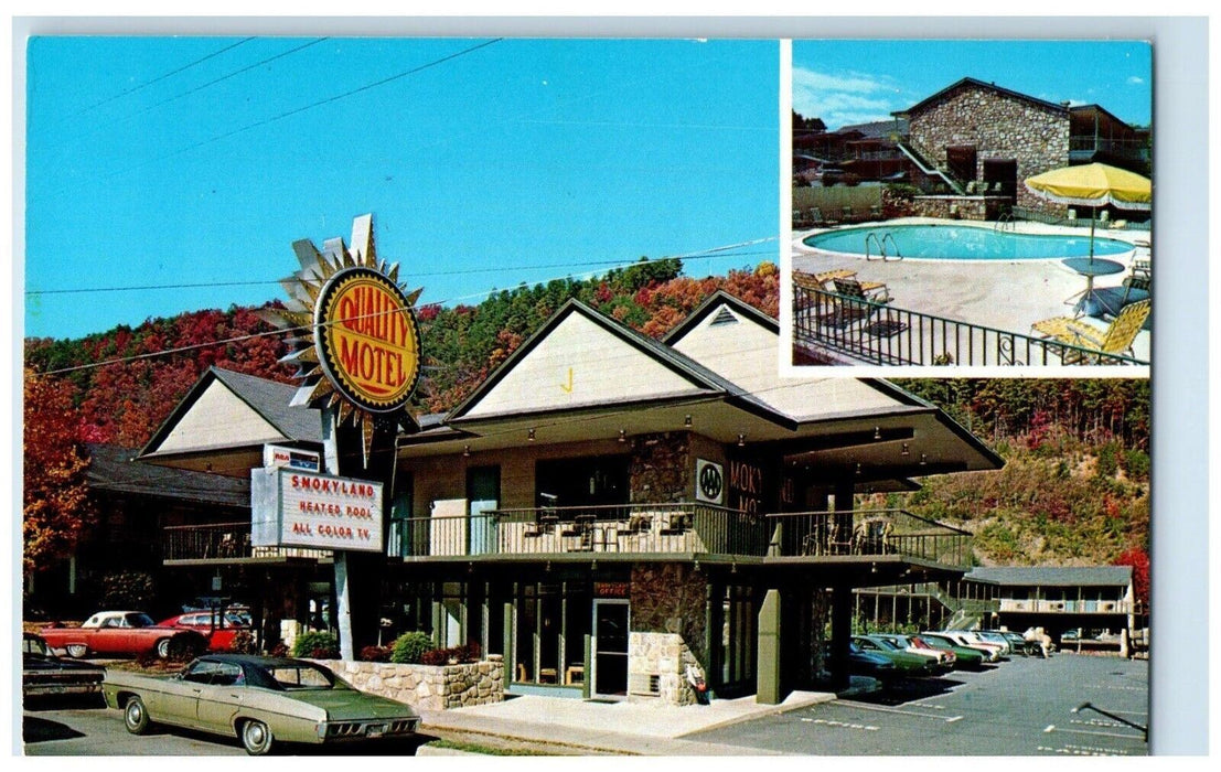 c1950's Smokyland Motel Cars Gatlinburg Tennessee TN, Multiview Postcard