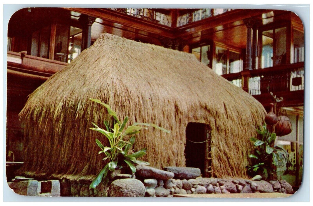 Grass House Hawaiian Hall Bernice Pauahi Bishiop Museum Honolulu HI Postcard