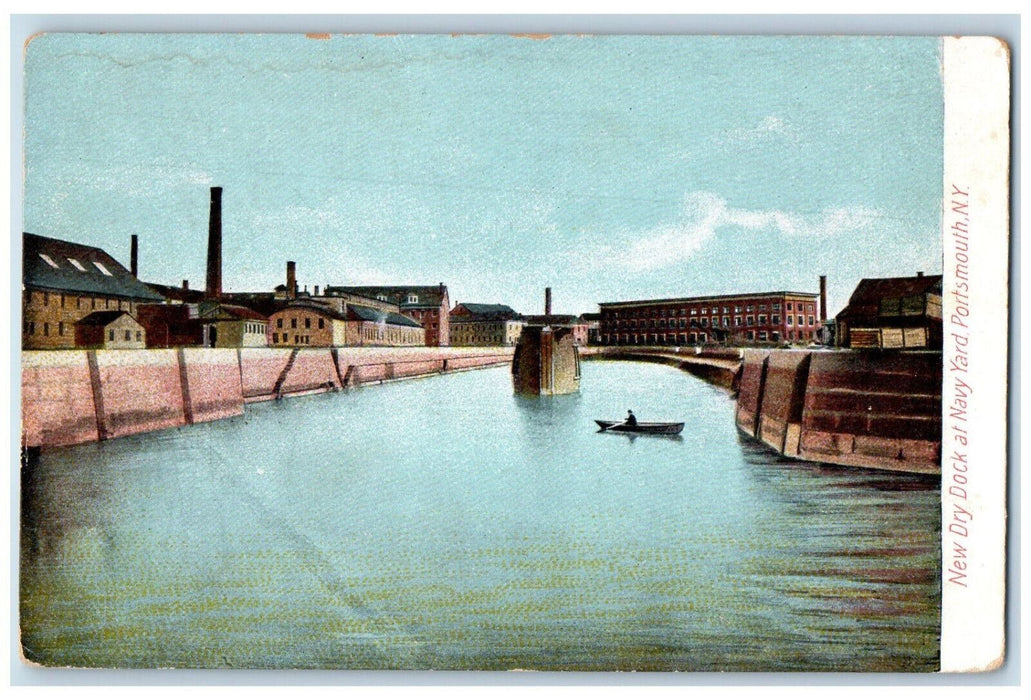 c1910 Boat Scene New Dry Dock at Navy Yard Portsmouth New York NY Postcard