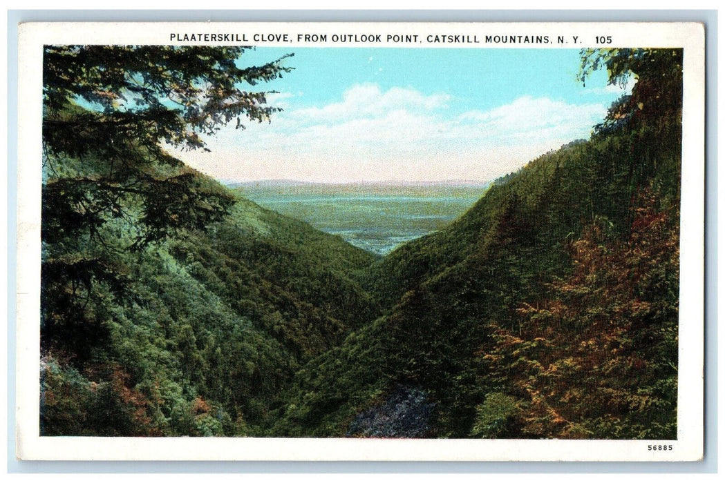 c1930's Plaaterskill Clove, From Outlook Point Catskill Mountains NY Postcard