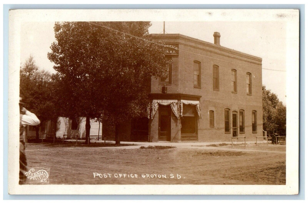 c1910's Post Office Street View Groton South Dakota SD RPPC Photo Postcard