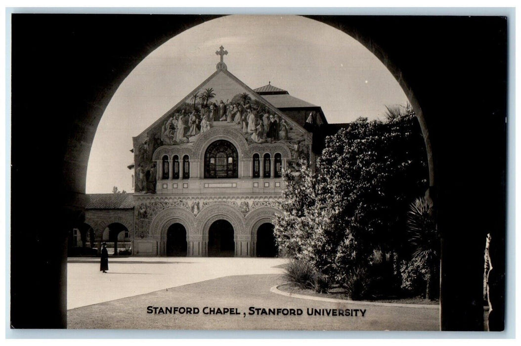 c1940's Stanford University Chapel Mural California CA RPPC Photo Postcard