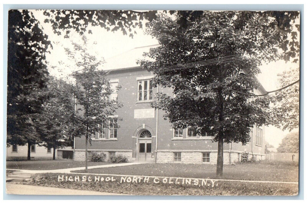 c1910's High School North Collins New York NY RPPC Unposted Photo Postcard