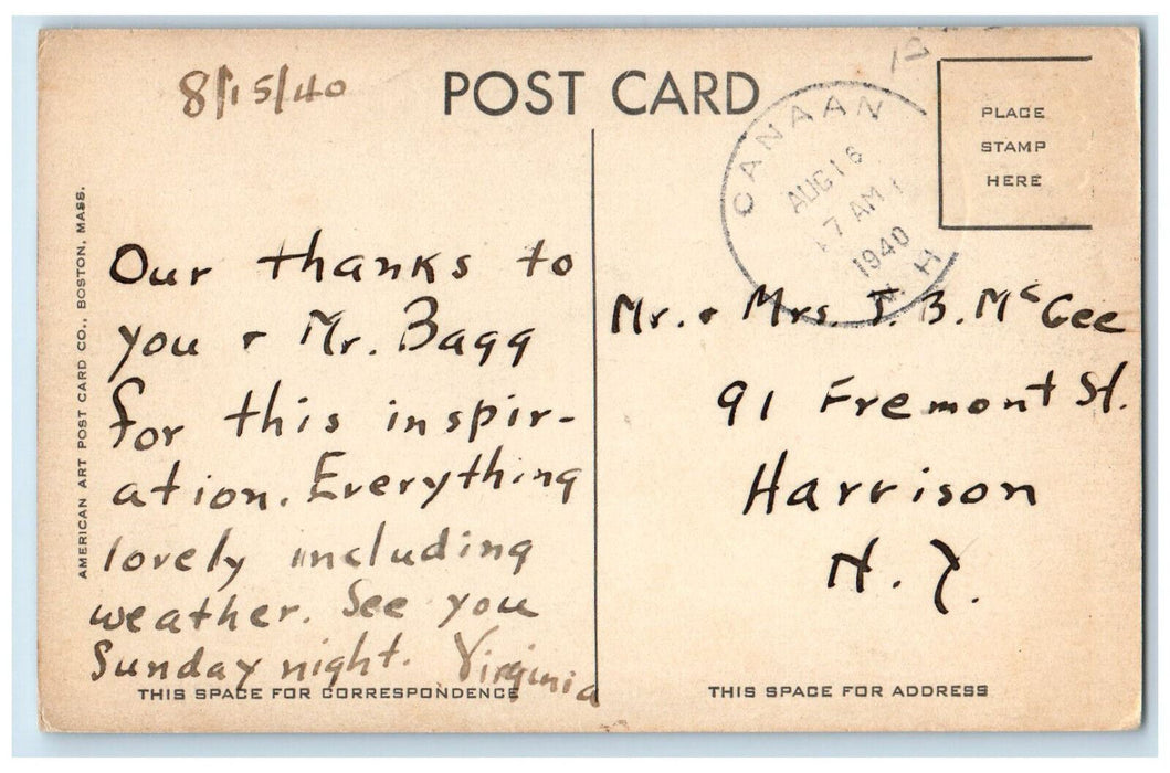 1940 Canaan Street Lodge Canaan Street New Hampshire NH Vintage Postcard