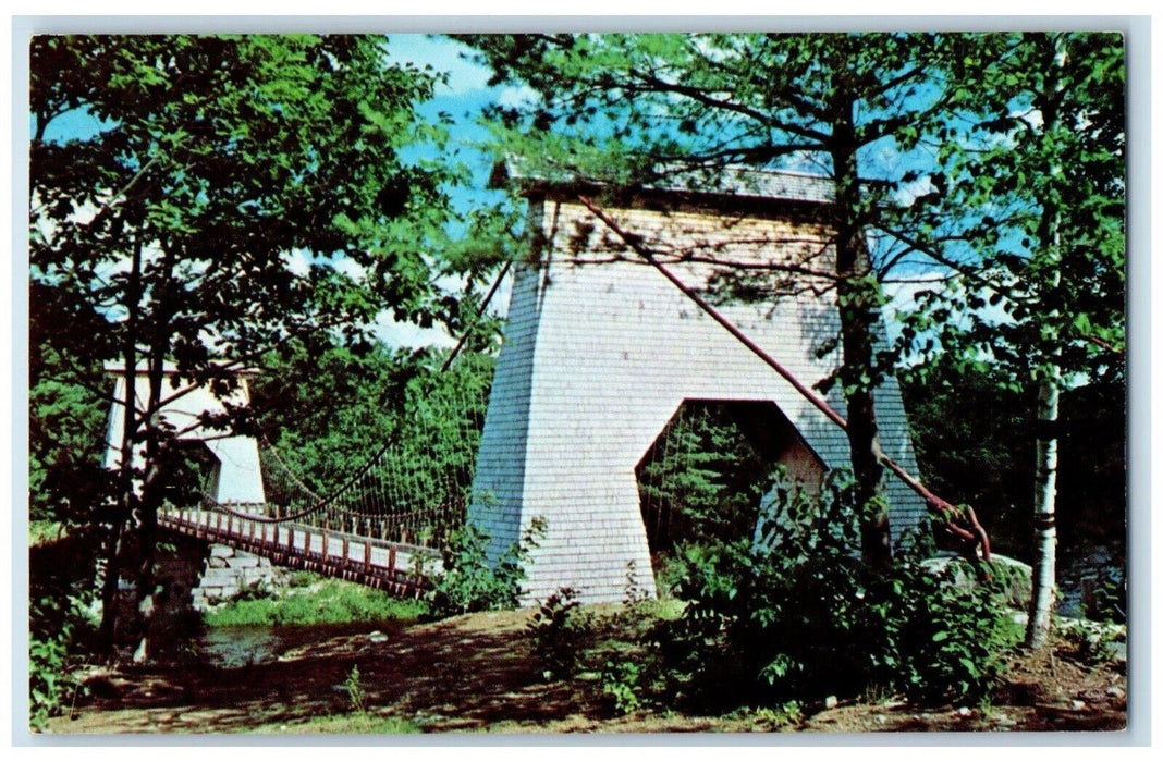 Wire Bridge Over Carrabassett River Near NewPortland Village Maine ME Postcard