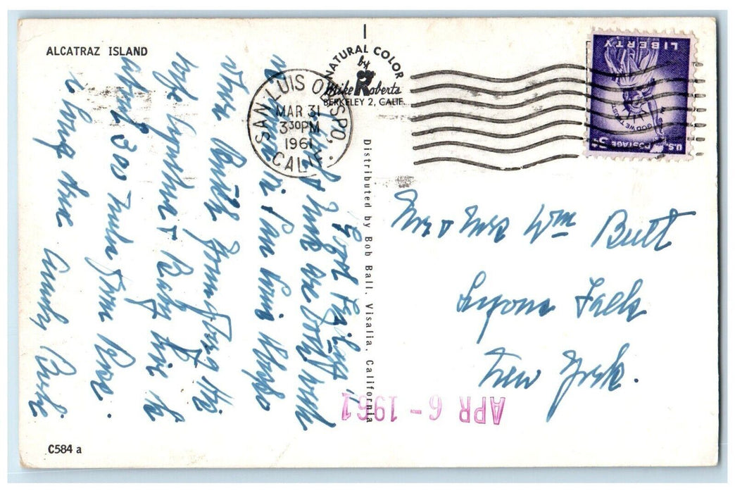 1961 Alcatraz Island Scene Bridge San Louis Obispo California CA Posted Postcard