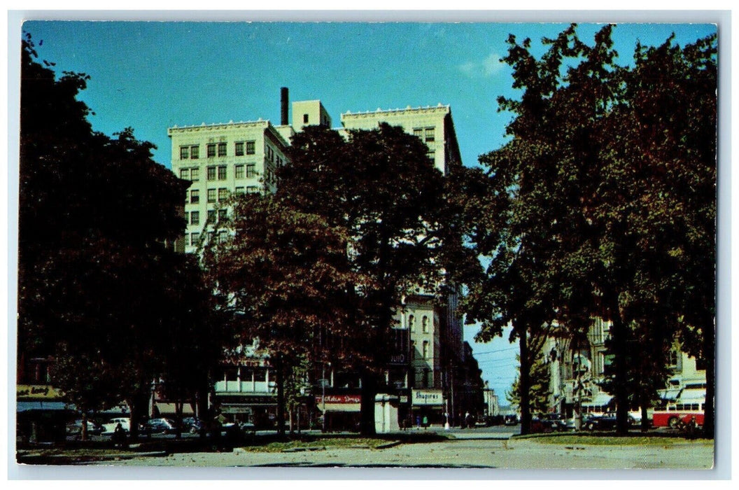 Wilkes Barre PA, Public Square Toward Miners National Bank Building Postcard