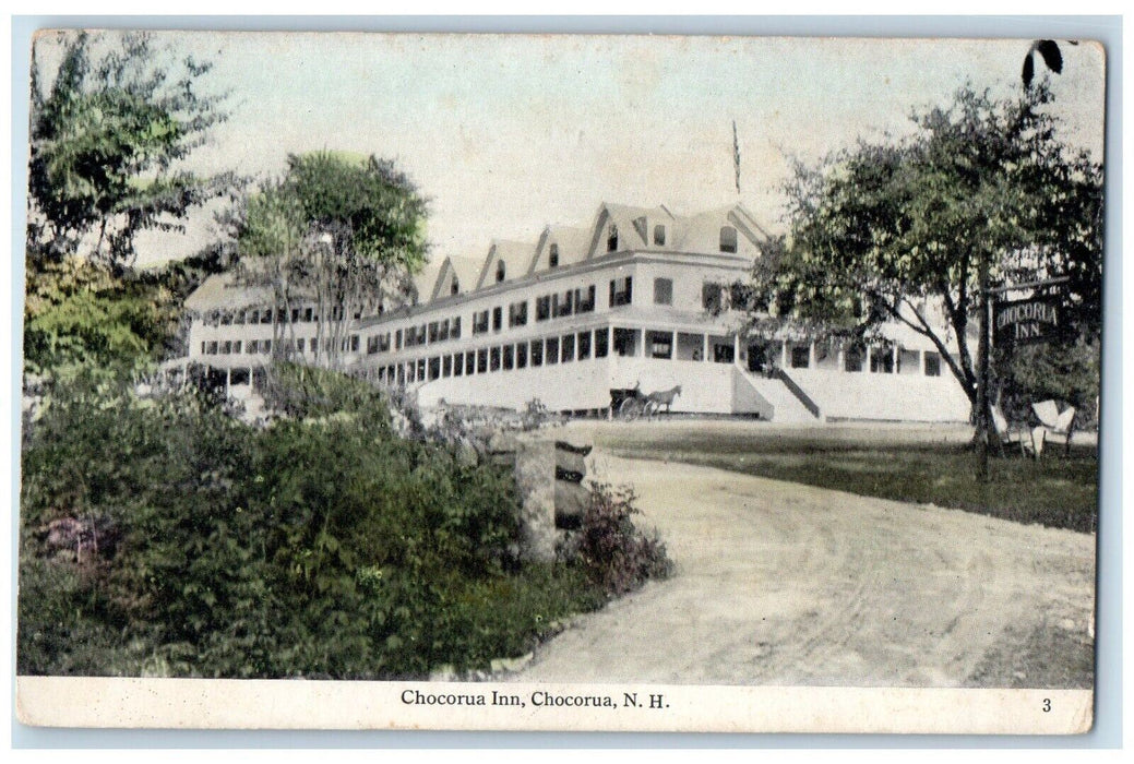 c1910 Big Building, Horse Carriage, Chocorua Inn Chocorua NH Antique Postcard