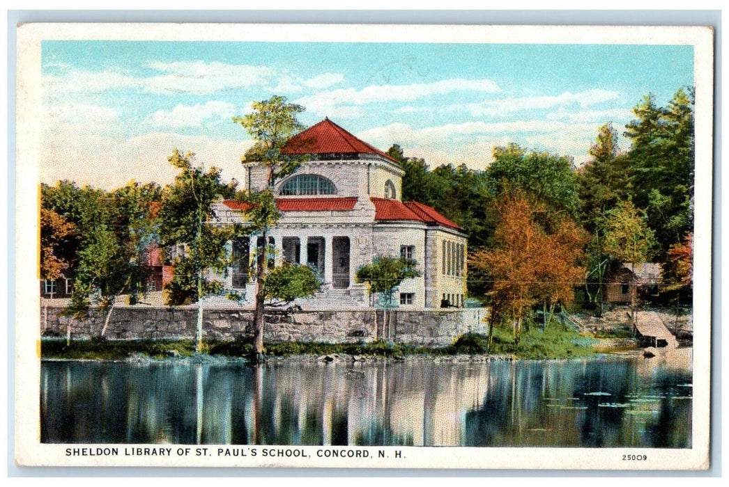 1927 Sheldon Library of St. Paul's School Concord New Hampshire NH Postcard
