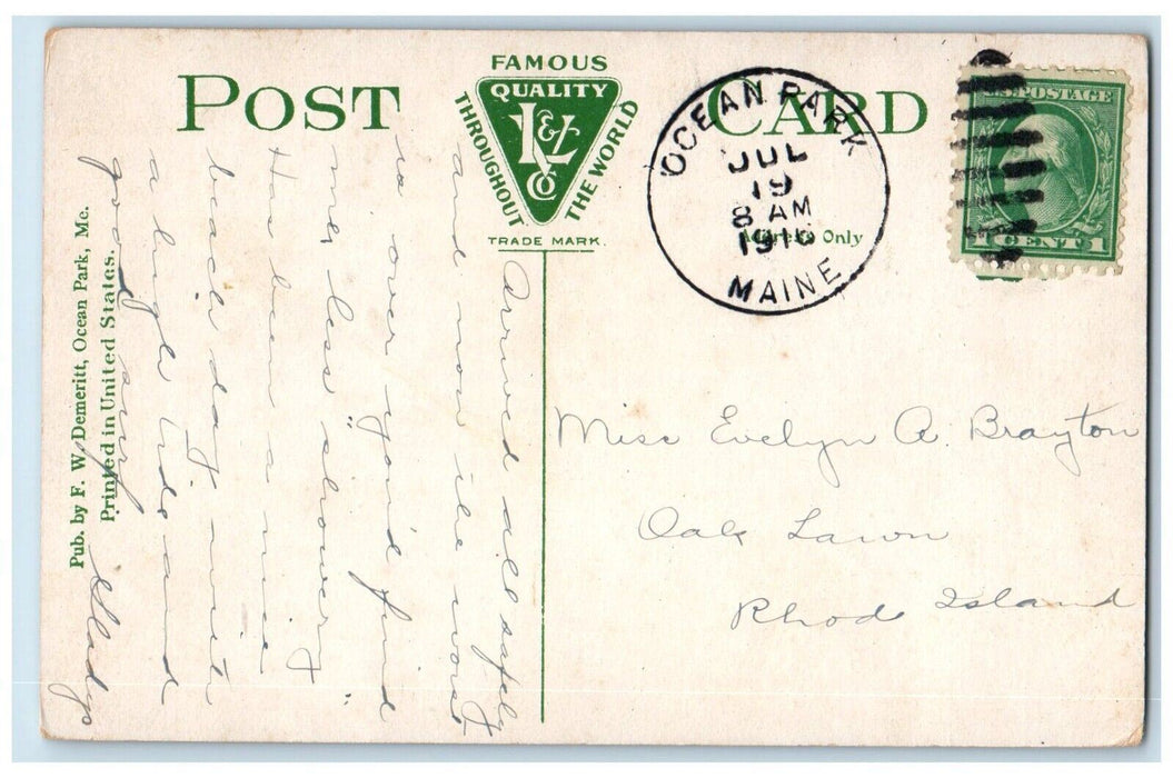 1916 An Indian Trail Known As The Old Salt Road Ocean Park Maine ME Postcard