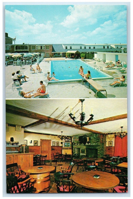 c1950's Pool and Dining, New Hampshire Highway Motel Concord NH Postcard
