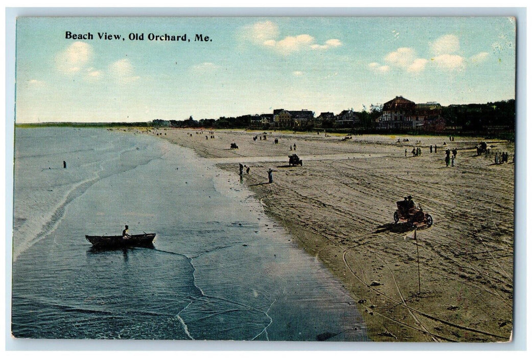 c1910's Beach View Sand Canoeing Boat Old Orchard Maine ME Antique Postcard