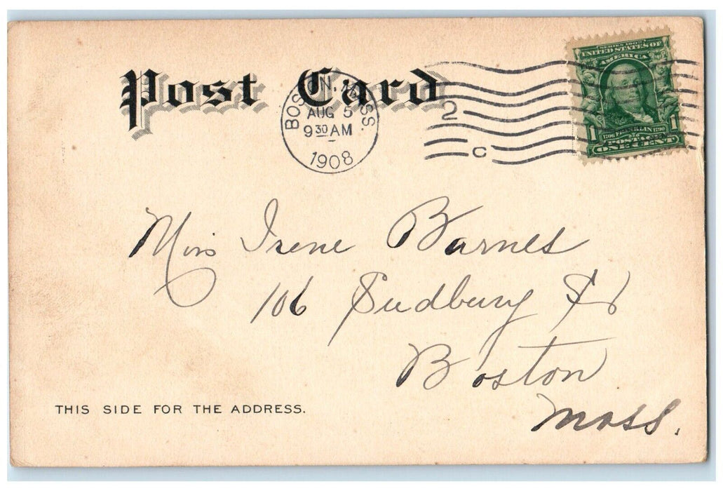 1908 At Contoocook River Park, Bridge, Boat Canoeing Concord NH Postcard