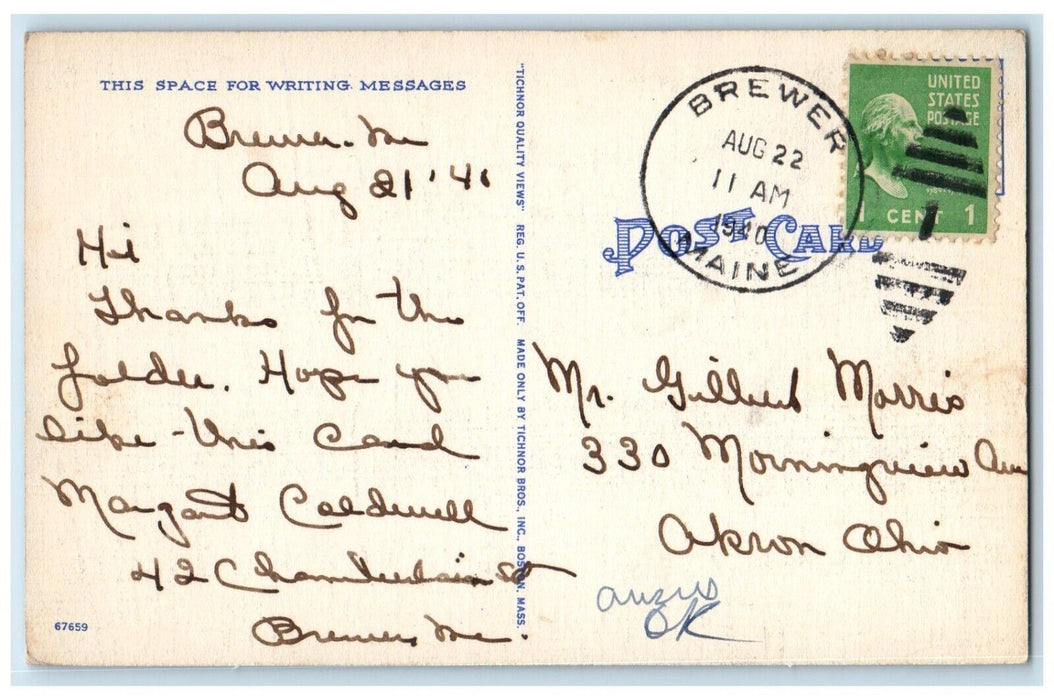 1940 Indian Reservation And Ferry Canoeing Boat Dock Old Town Maine ME Postcard