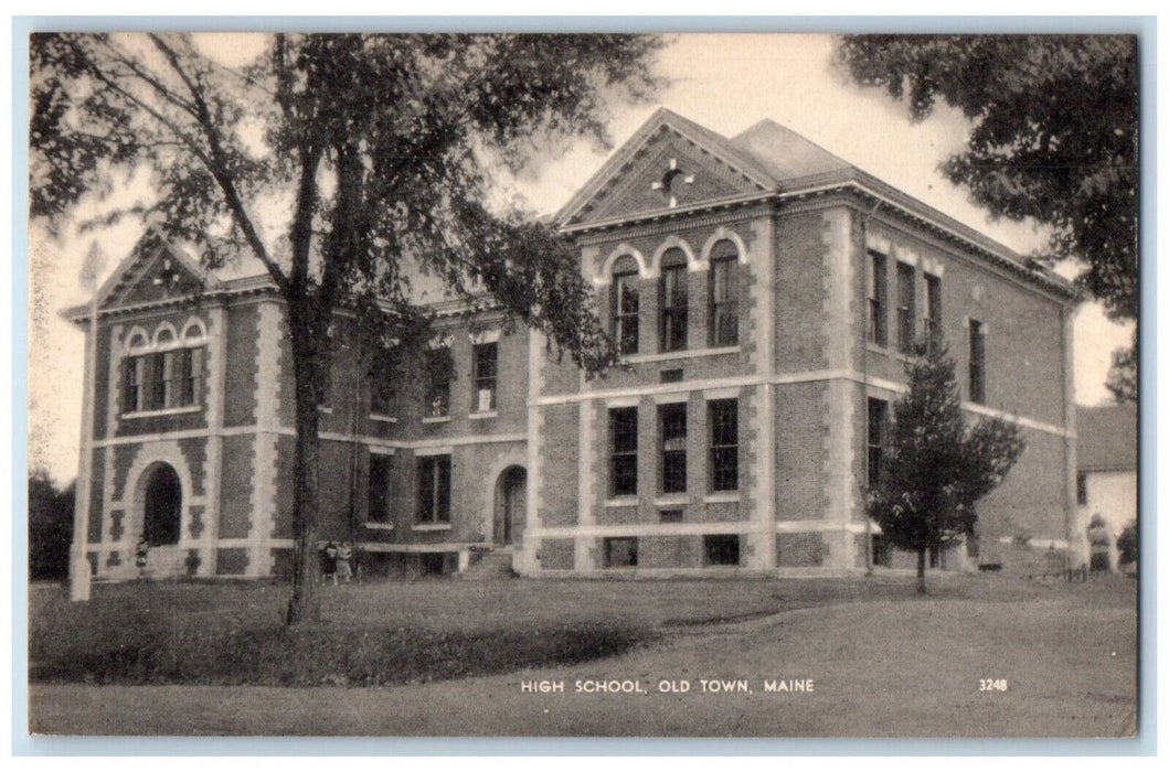 c1910's High School Building Campus Old Town Maine ME Unposted Antique Postcard