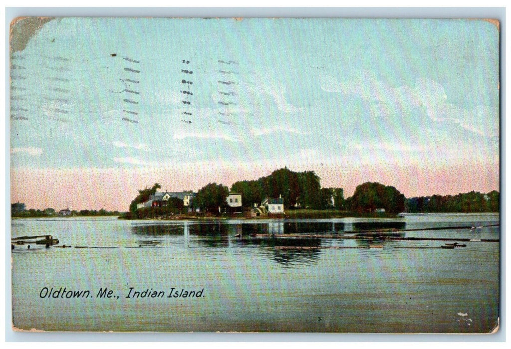 1910 Old Town Maine ME, Indian Island View Cottages Posted Antique Postcard