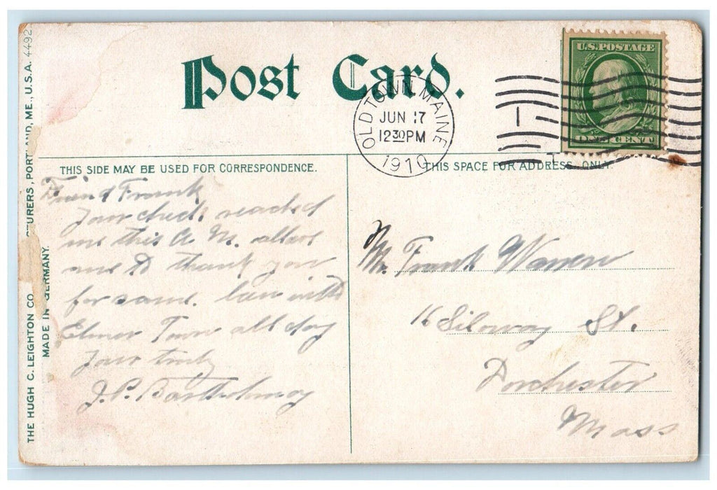 1910 Old Town Maine ME, Indian Island View Cottages Posted Antique Postcard
