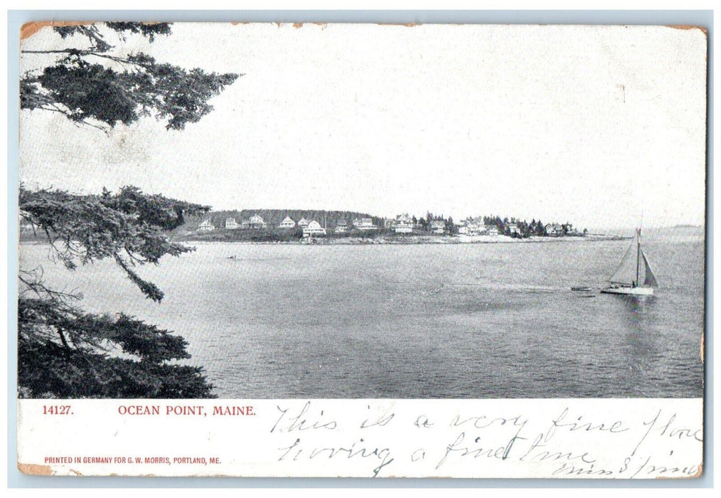 1905 View Of Boats At Ocean Point Maine ME Posted Antique Postcard