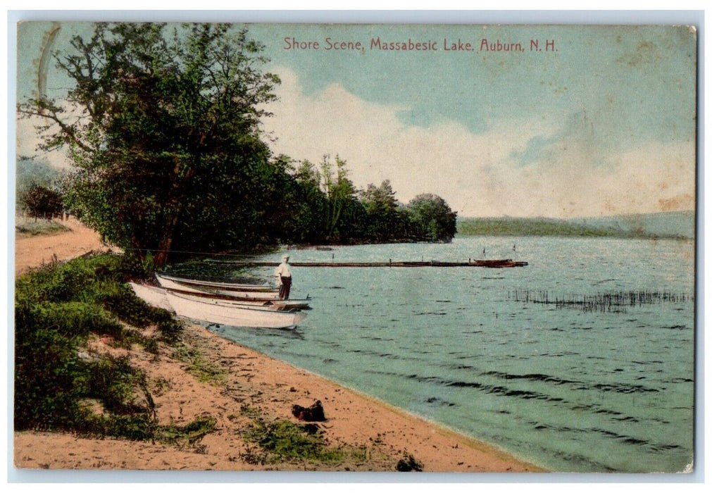 c1910 Boat Scene Shore Scene, Massabesic Lake Auburn New Hampshire NH Postcard