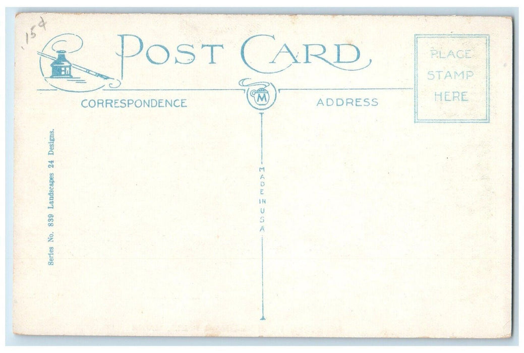c1930's Greetings From Mechanics Falls Maine ME, Curve Dirt Road View Postcard