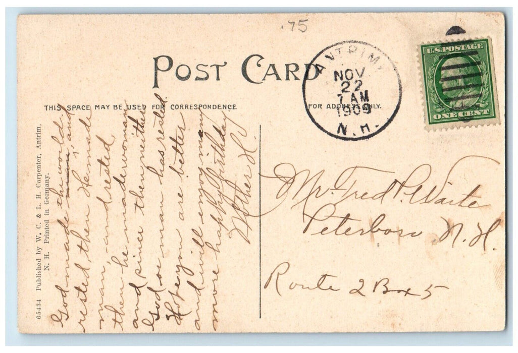 1909 North Main Street, Antrim New Hampshire NH Antique Posted Postcard