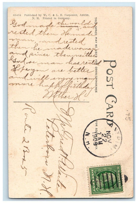 1909 North Main Street, Antrim New Hampshire NH Antique Posted Postcard