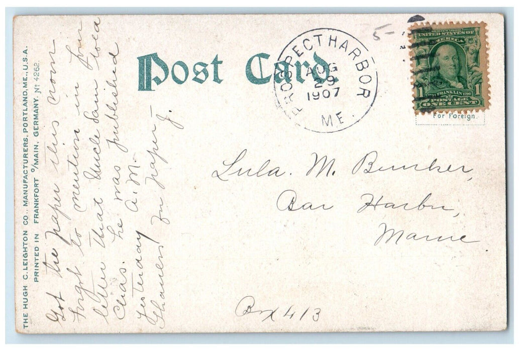 1907 Public Library And Soldiers Monument Machias Maine ME Antique Postcard