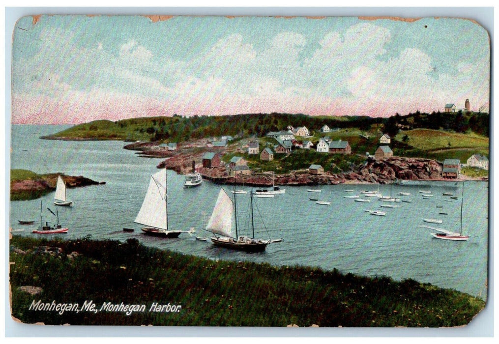 c1910's Mohegan Harbor Steamer Boats Mohegan Maine ME Unposted Antique Postcard