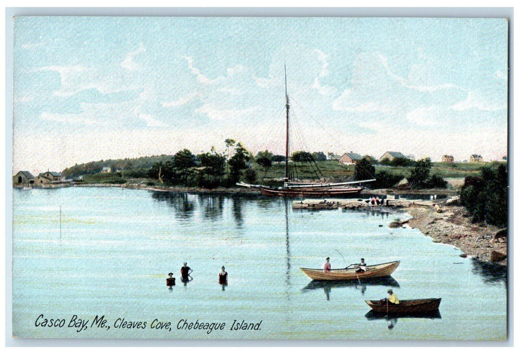 c1905 Boat Scene, Cleaves Cove, Chebeague Island Casco Bay Maine ME Postcard