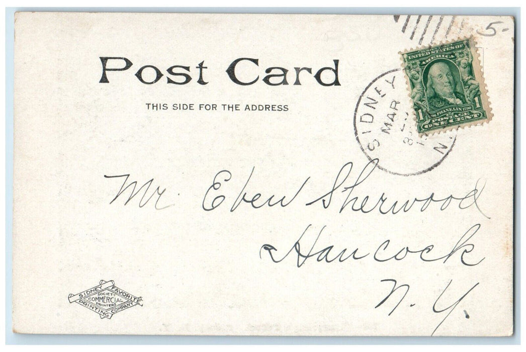 1907 Sidney High School Exterior View Sidney New York NY Antique Posted Postcard
