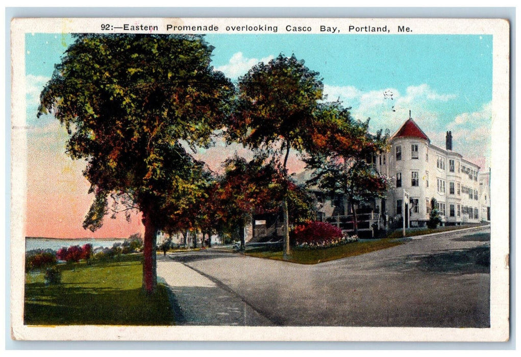 1924 Eastern Promenade Overlooking Casco Bay Portland Maine ME Postcard