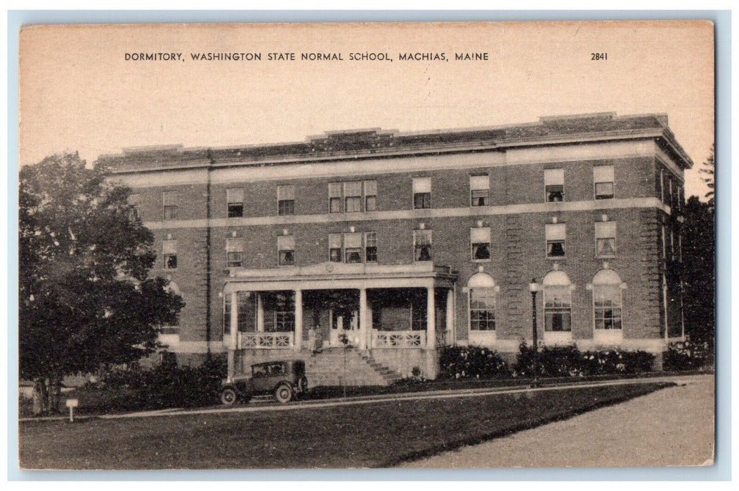 c1910's Dormitory Washington State Normal School Car Machias Maine ME Postcard