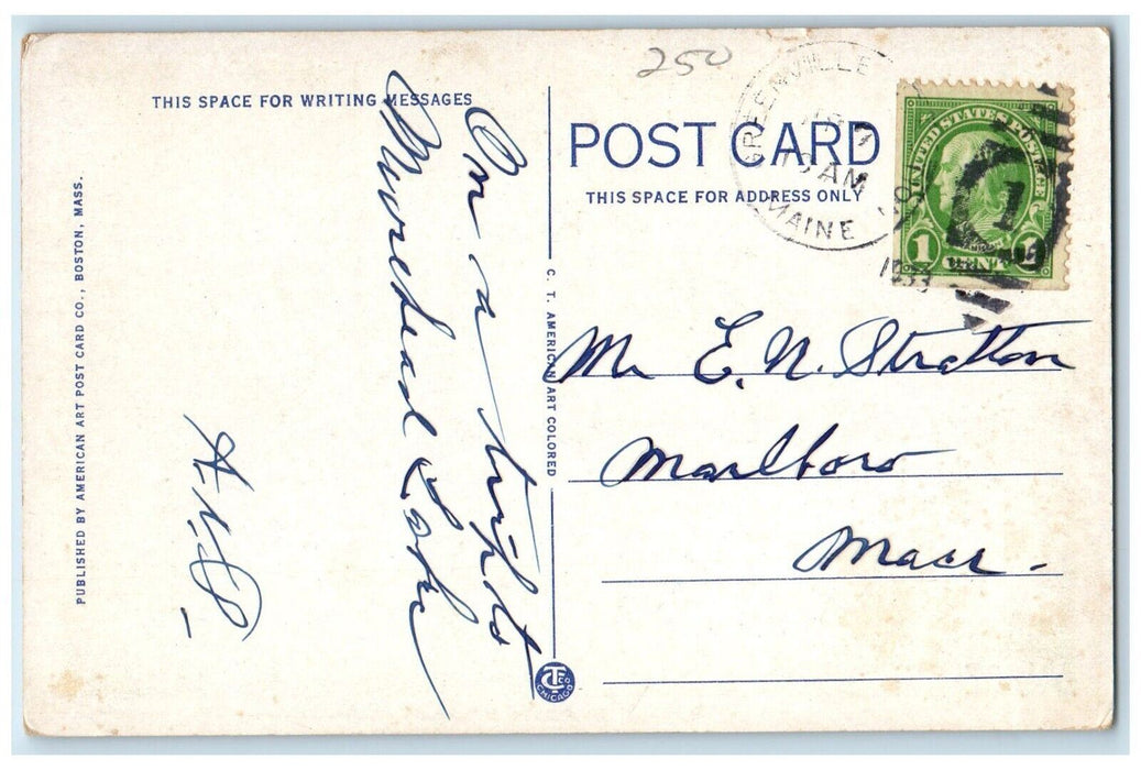 1933 Glimpse Of Moosehead Lake Maine ME, Lake And Boat Dock View Postcard