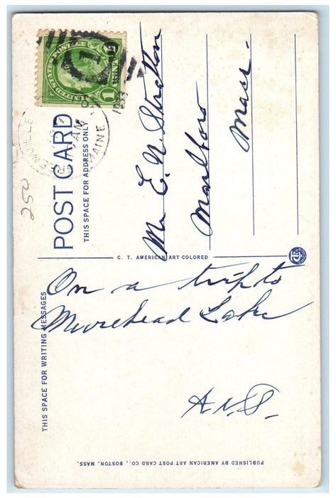1933 Glimpse Of Moosehead Lake Maine ME, Lake And Boat Dock View Postcard
