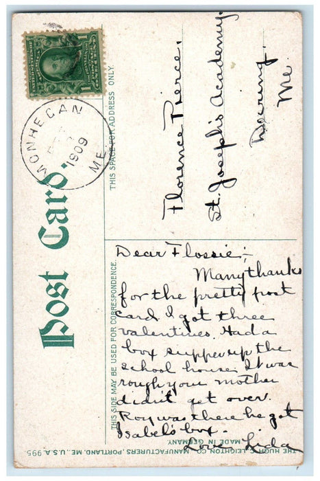 1909 View Of Boats And Rocks At Monhegan Harbor Maine ME Posted Antique Postcard