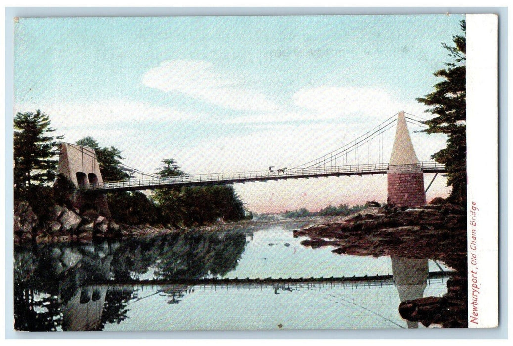 c1905 View Of Old Cham Bridge Newburyport Massachusetts MA Antique Postcard