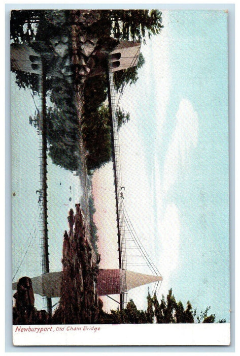 c1905 View Of Old Cham Bridge Newburyport Massachusetts MA Antique Postcard