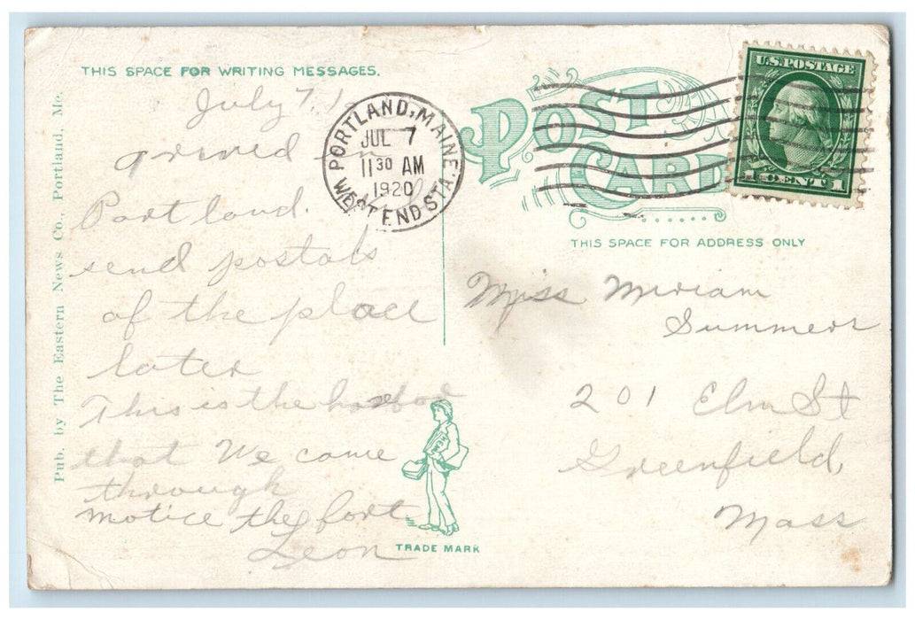 1920 Boats Scene Portland Harbor Showing Fort Gorges Portland Maine ME Postcard