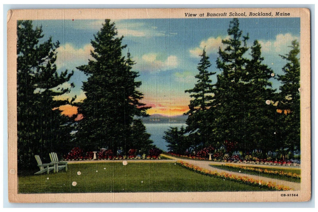 1950 View at Bancroft School Rockland Maine ME Port Clyde ME Postcard