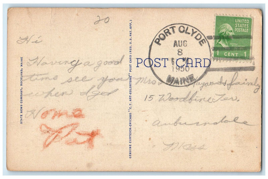 1950 View at Bancroft School Rockland Maine ME Port Clyde ME Postcard