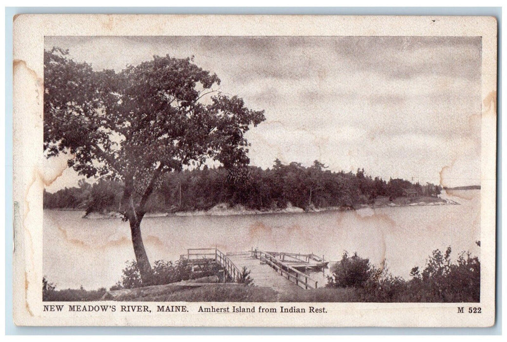 c1910's Amherst Island From Indian Rest New Meadows River Maine ME Postcard