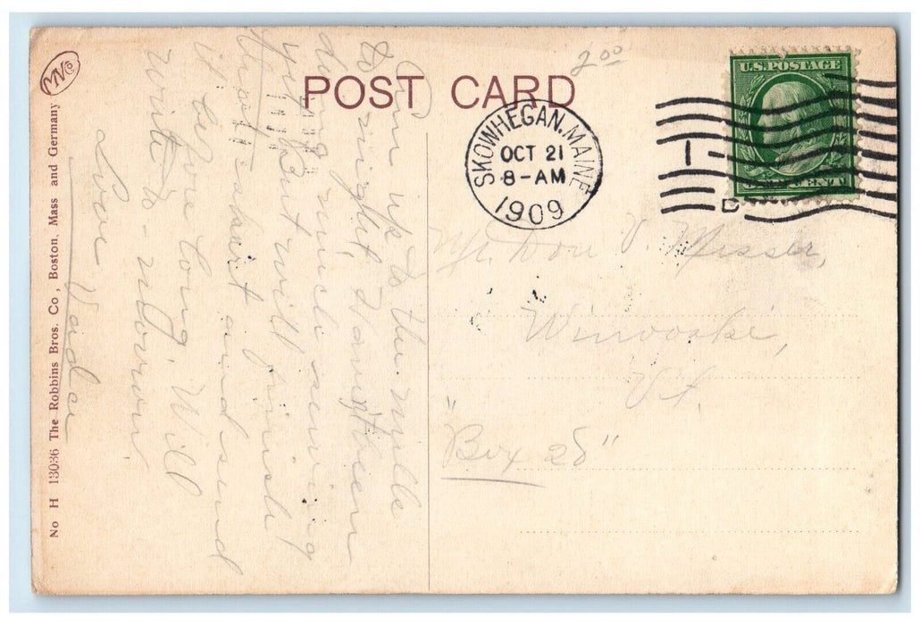 1909 Soldier's & Sailors Monument Norridgewock Maine ME Posted Antique Postcard