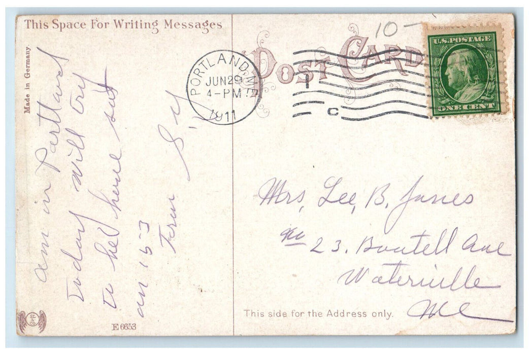 1911 Buildings, Railway, Grand Trunk Elevators Portland Maine ME Postcard