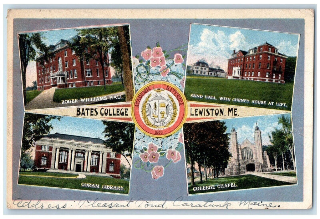 1916 Bates College Multiview Lewiston Maine ME Posted Antique Postcard