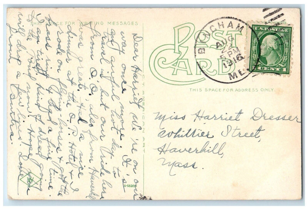 1916 Bates College Multiview Lewiston Maine ME Posted Antique Postcard