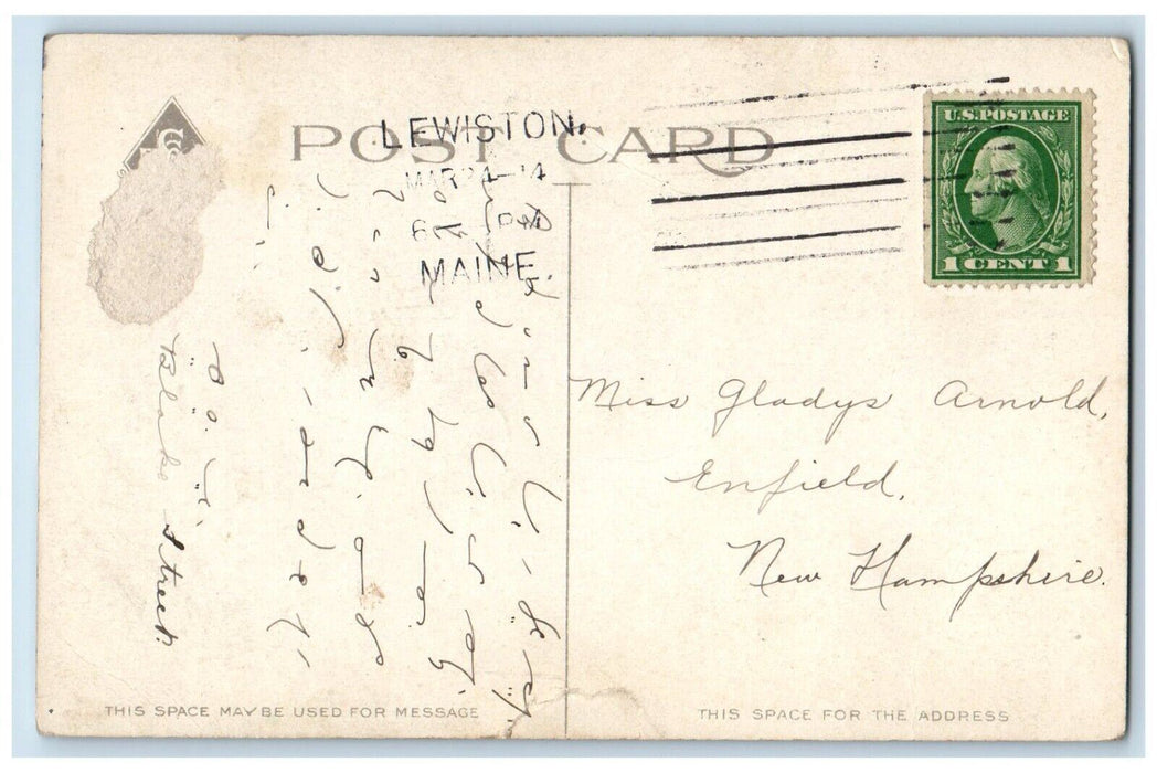 1914 Coram Library Bates College Lewiston Maine ME Posted Antique Postcard