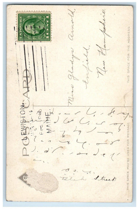 1914 Coram Library Bates College Lewiston Maine ME Posted Antique Postcard